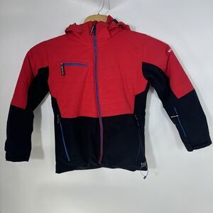 Karbon Womens Red Black Colorblock Hooded‎ Ski Jacket Full Zip Winter Coat